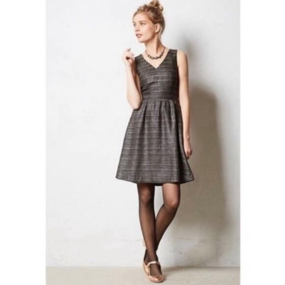 Anthropologie Moulinette Soeurs Metallic Tweed Glissade Fit & Flare Dress 4 - Picture 1 of 10